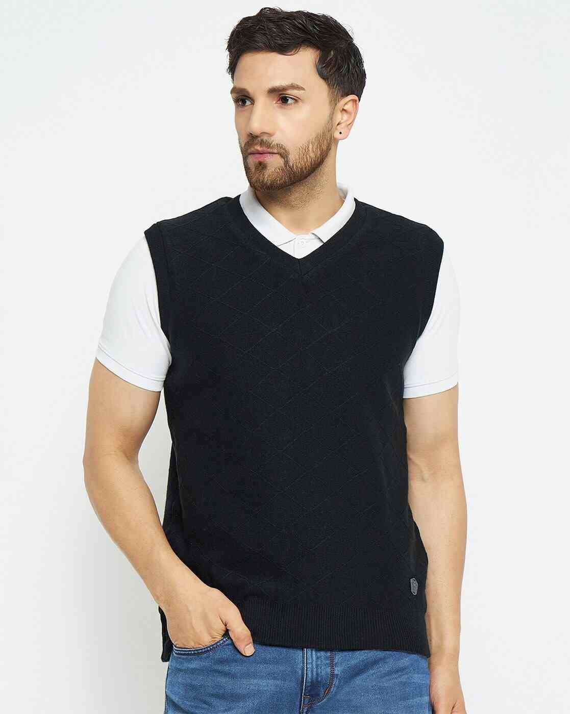 DUKE | Men Stripe-Knit Sleeveless Sweater|1