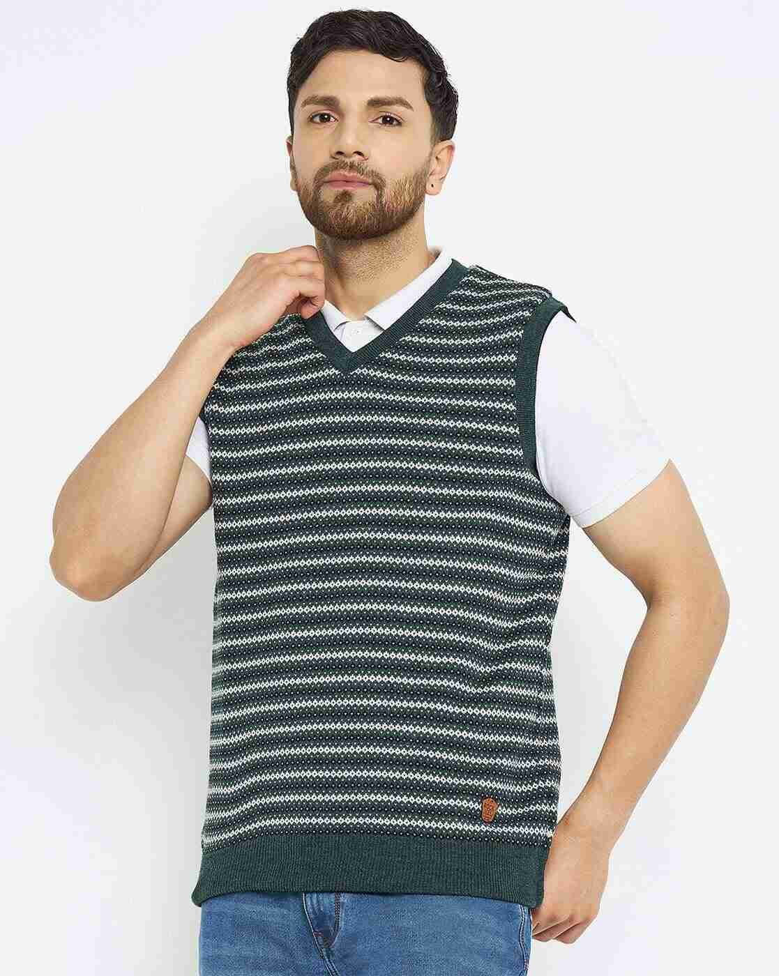 DUKE | Men Stripe-Knit Sleeveless Sweater|2