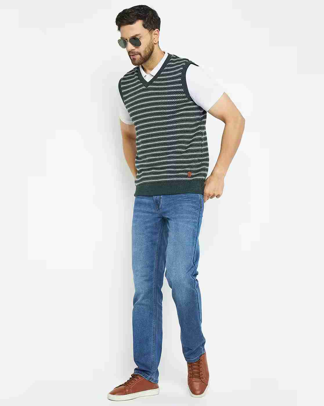 DUKE | Men Stripe-Knit Sleeveless Sweater|6