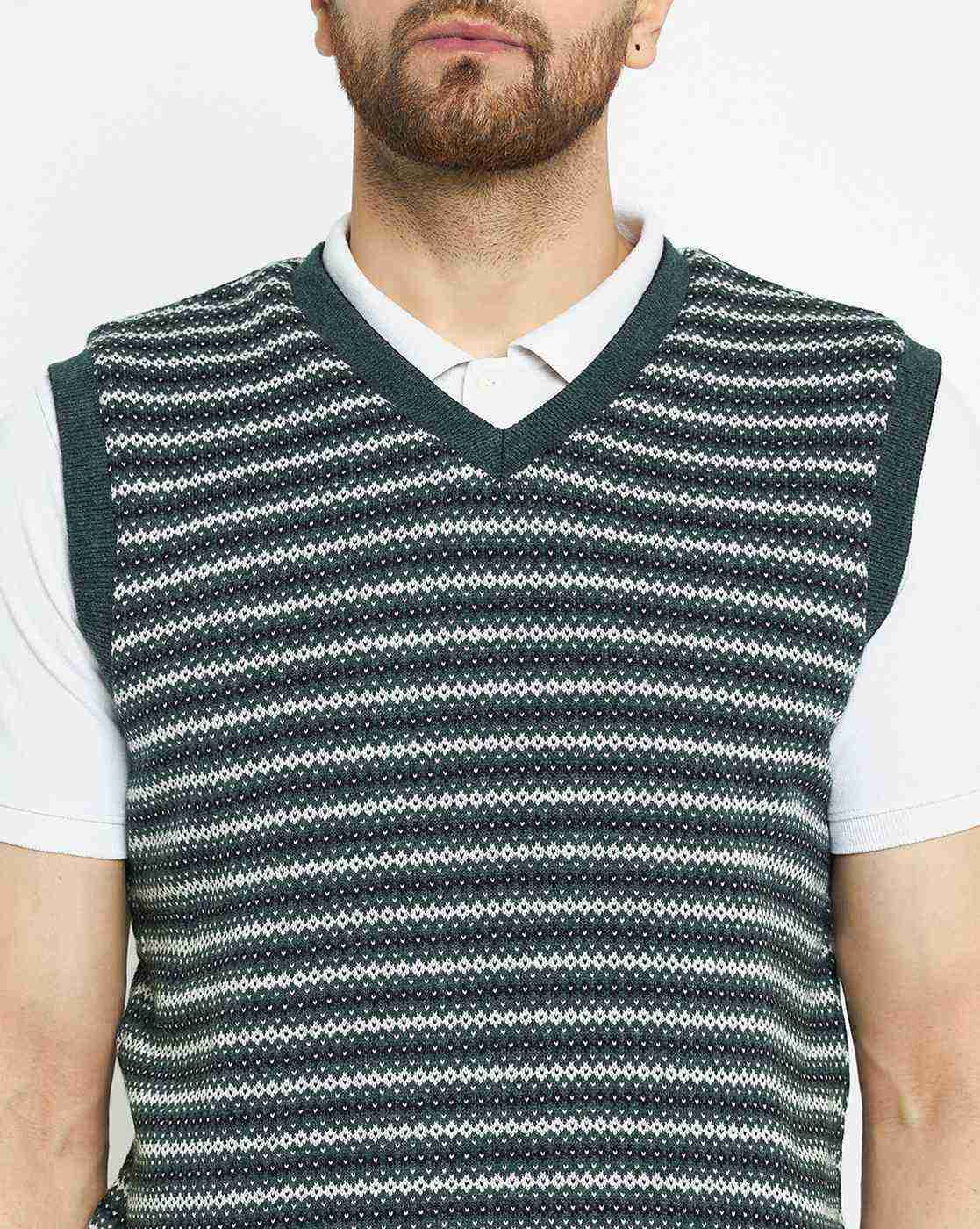 DUKE | Men Stripe-Knit Sleeveless Sweater|7