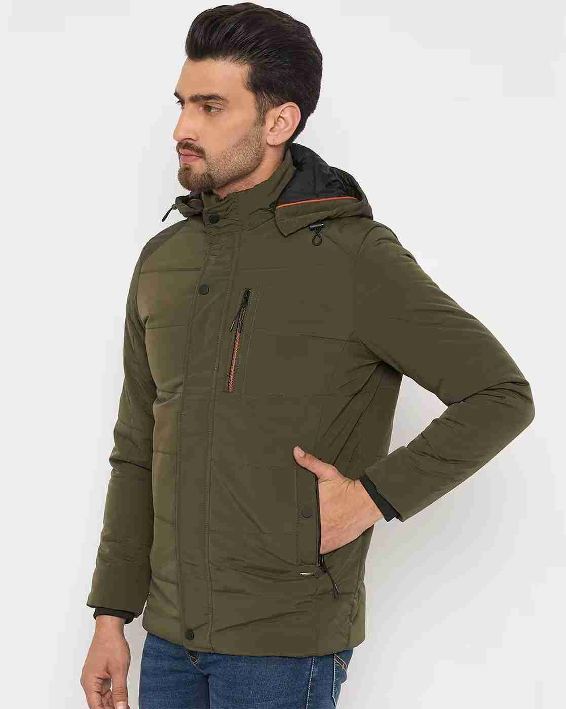 DUKE | Men Regular Fir Zip-Front Puffer Jacket with Detachable Hood|1
