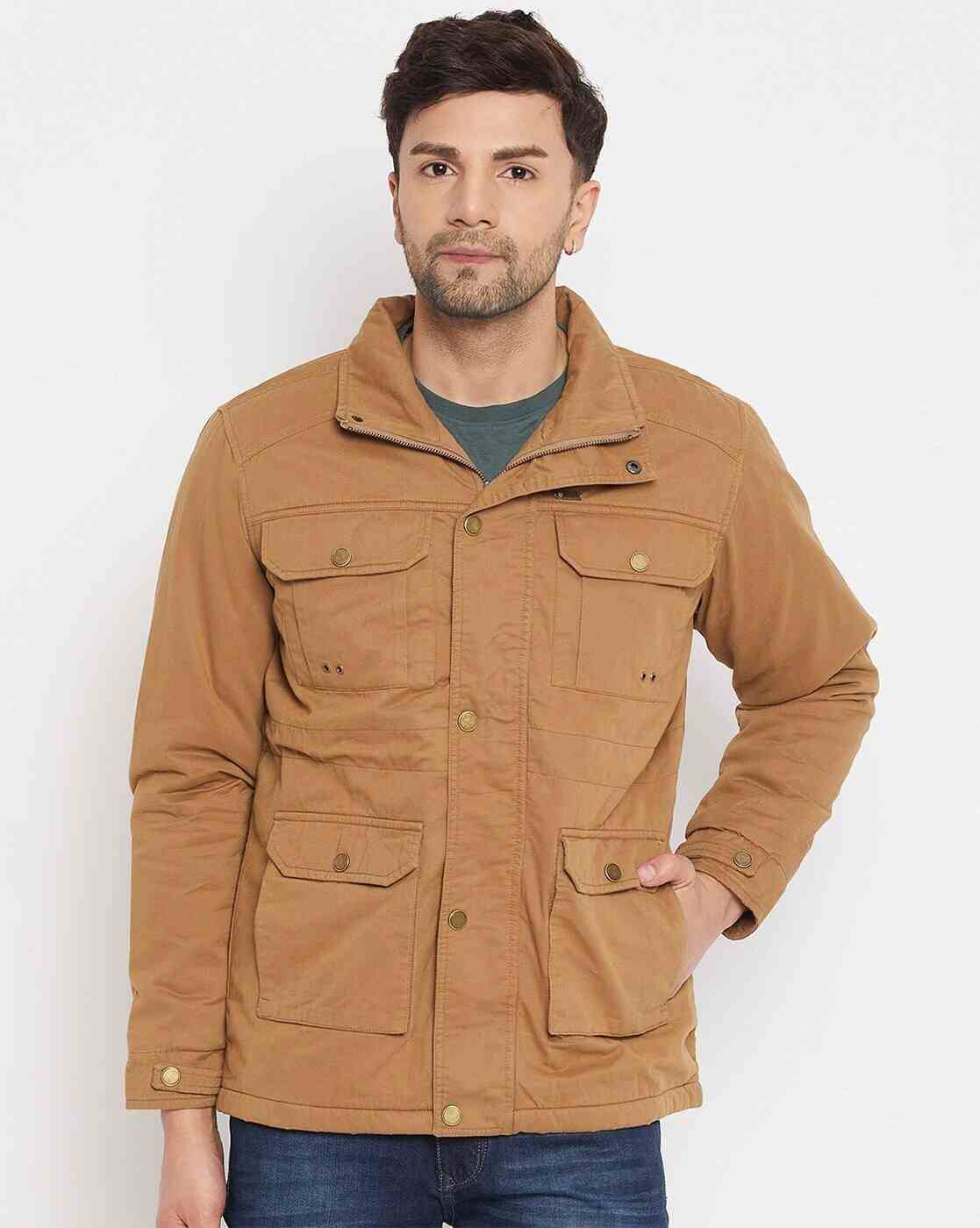 Men Regular Fit Biker Jacket