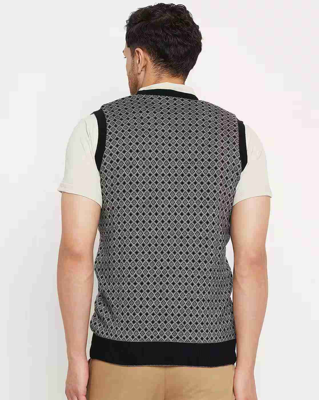 DUKE | Men Geometric Knit Regular Fit Pullover|4
