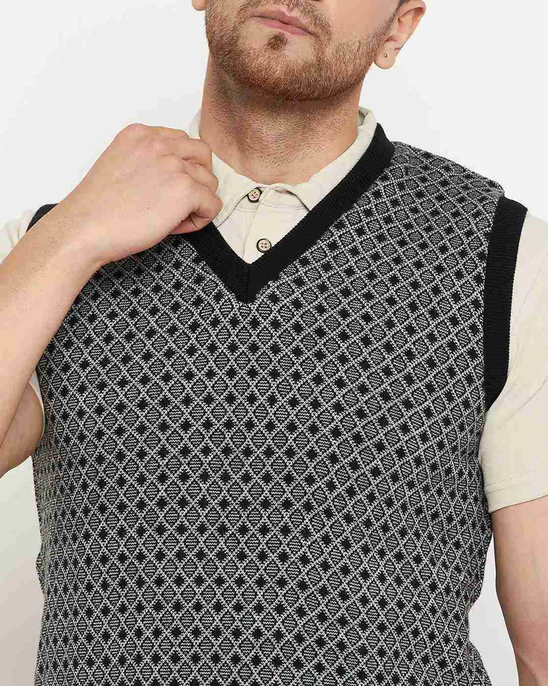 DUKE | Men Geometric Knit Regular Fit Pullover|7
