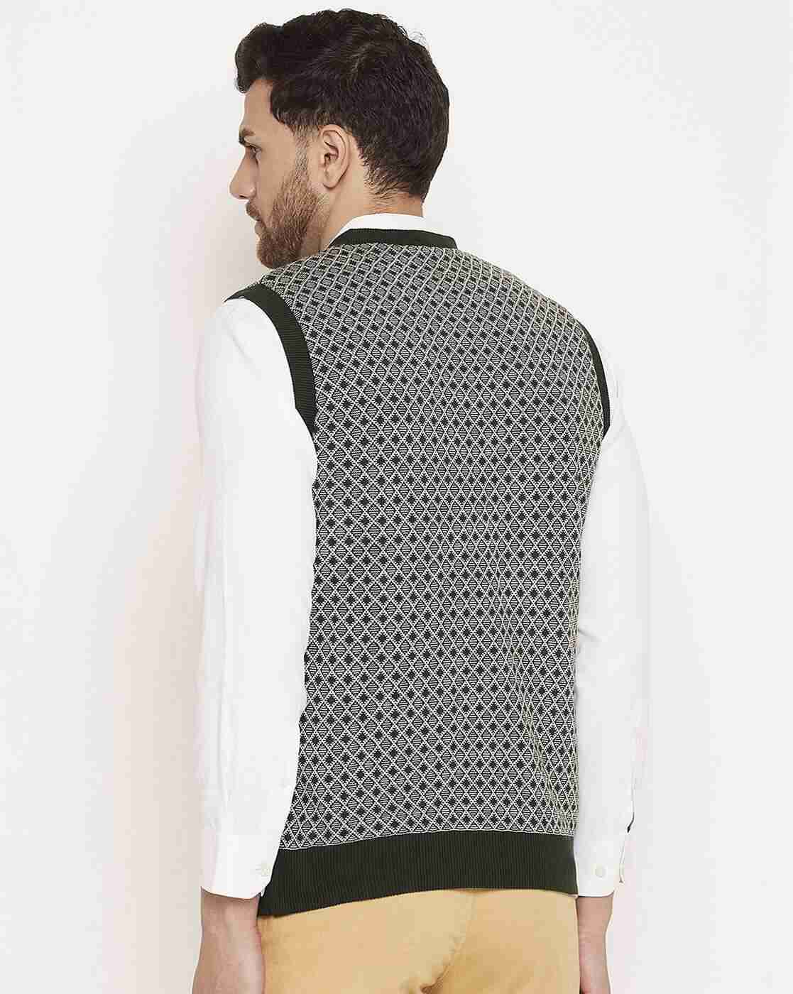 DUKE | Men Geometric Knit Regular Fit Pullover|4