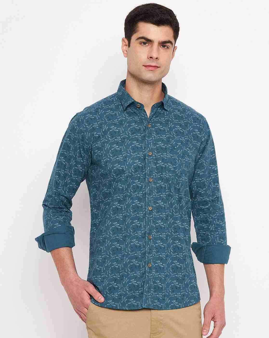 DUKE | Men Leaf Print Slim Fit Shirt|0