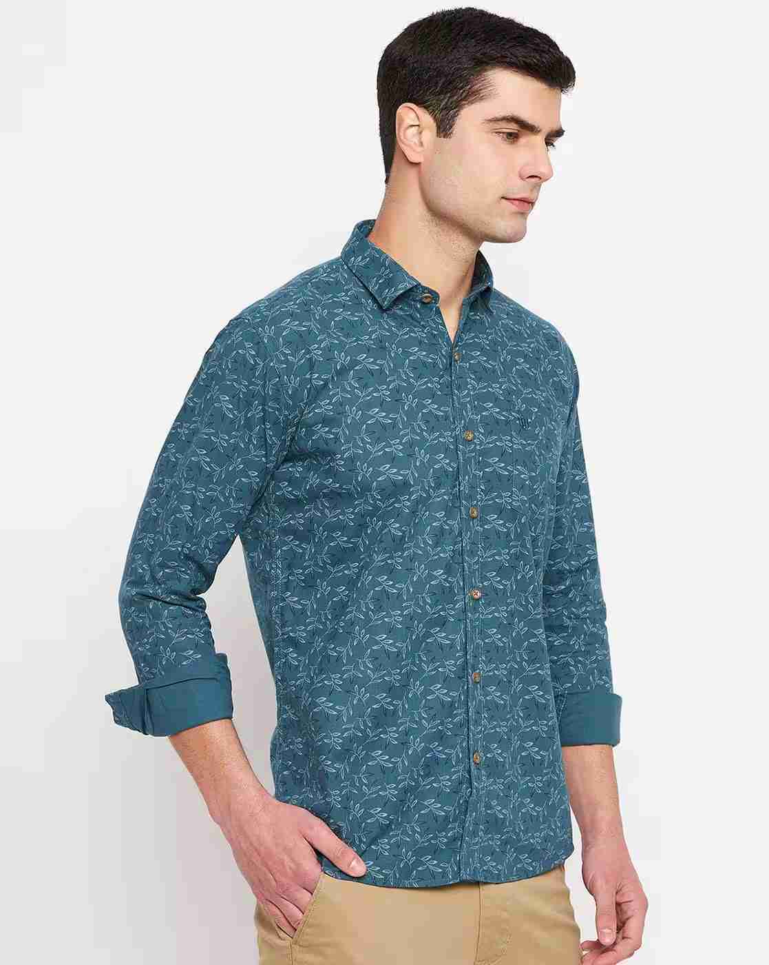 DUKE | Men Leaf Print Slim Fit Shirt|2
