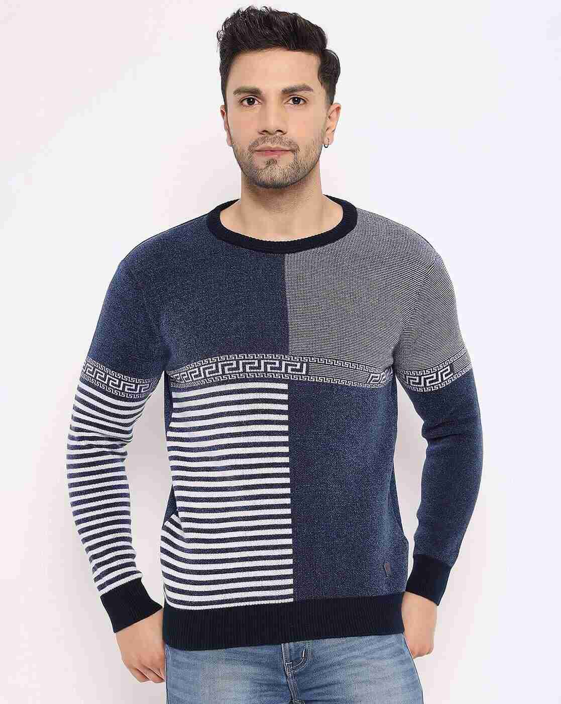 DUKE | Men Colourblock Regular Fit Crew-Neck Pullover|0