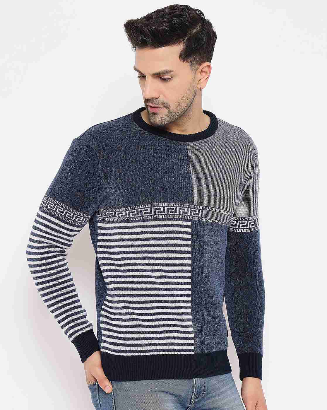 DUKE | Men Colourblock Regular Fit Crew-Neck Pullover|1