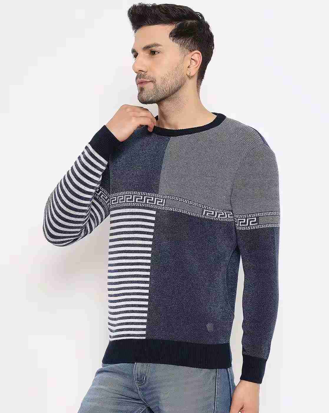DUKE | Men Colourblock Regular Fit Crew-Neck Pullover|2
