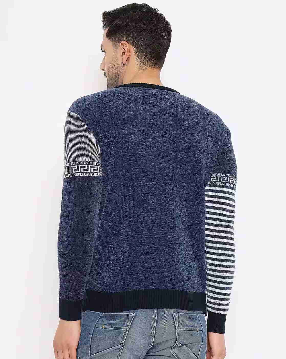 DUKE | Men Colourblock Regular Fit Crew-Neck Pullover|3