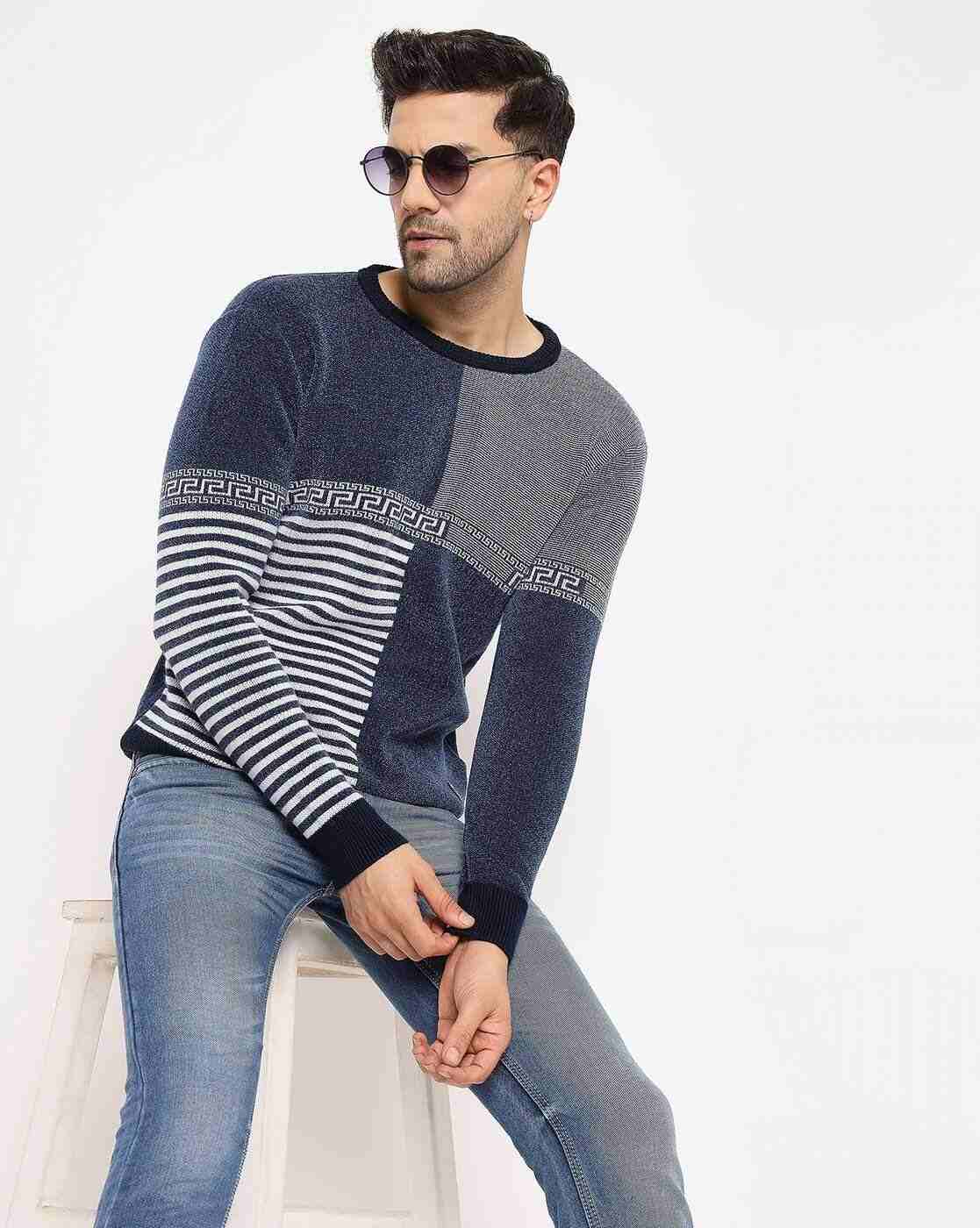 DUKE | Men Colourblock Regular Fit Crew-Neck Pullover|4