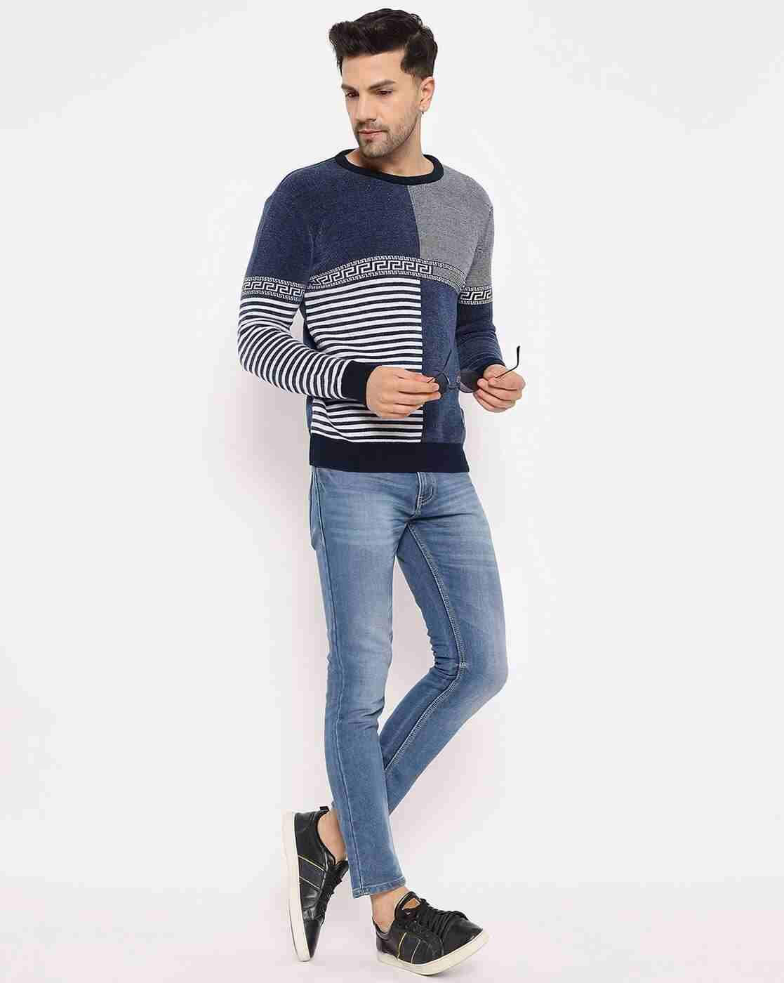 DUKE | Men Colourblock Regular Fit Crew-Neck Pullover|5