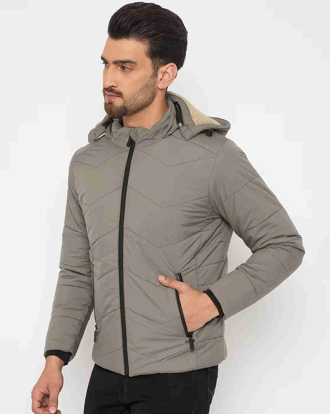 DUKE | Men Regular Fir Zip-Front Puffer Jacket with Detachable Hood|1