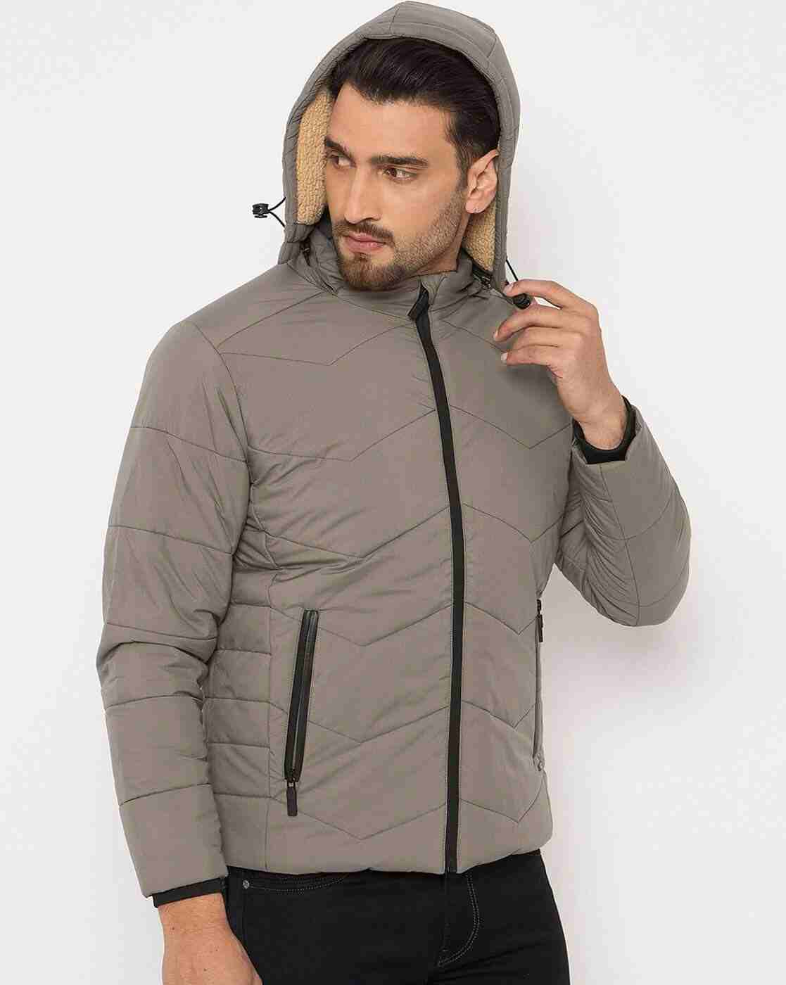 DUKE | Men Regular Fir Zip-Front Puffer Jacket with Detachable Hood|2