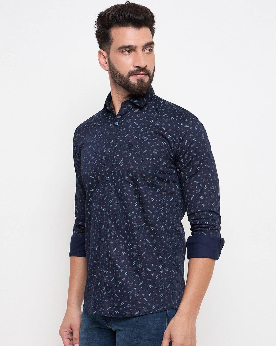 DUKE | Men Micro Print Slim Fit Shirt|1
