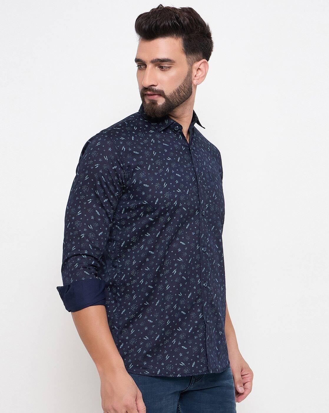 DUKE | Men Micro Print Slim Fit Shirt|2