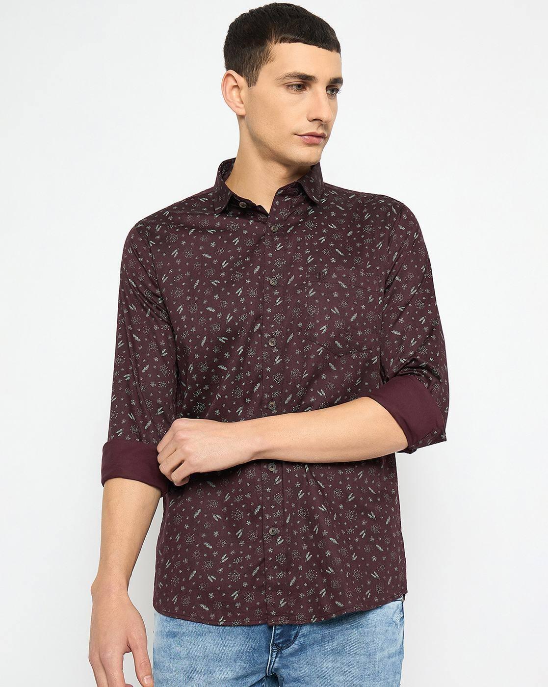 Men Micro Print Slim Fit Shirt