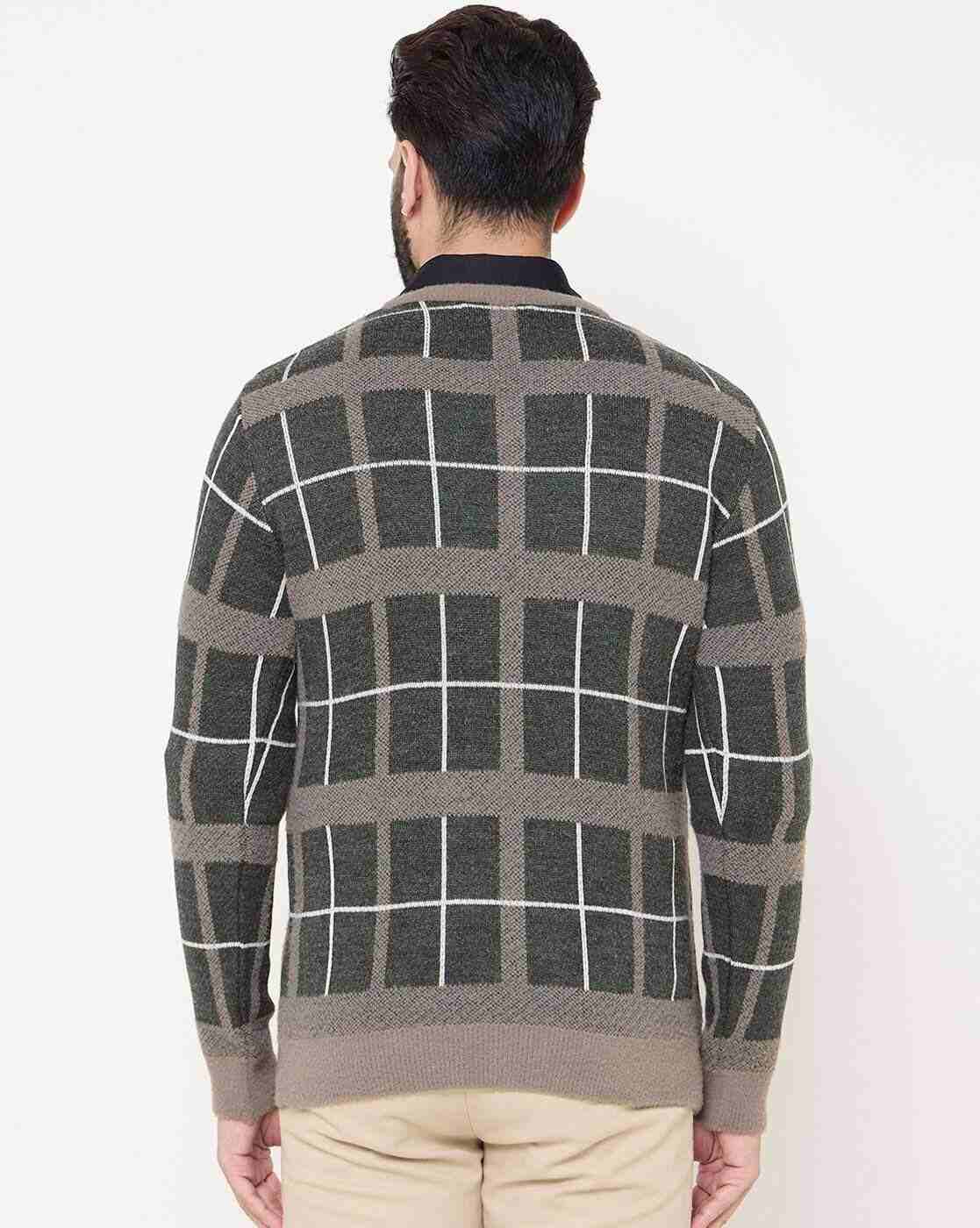 DUKE | Men Checked Regular Fit V-Neck Pullover|3
