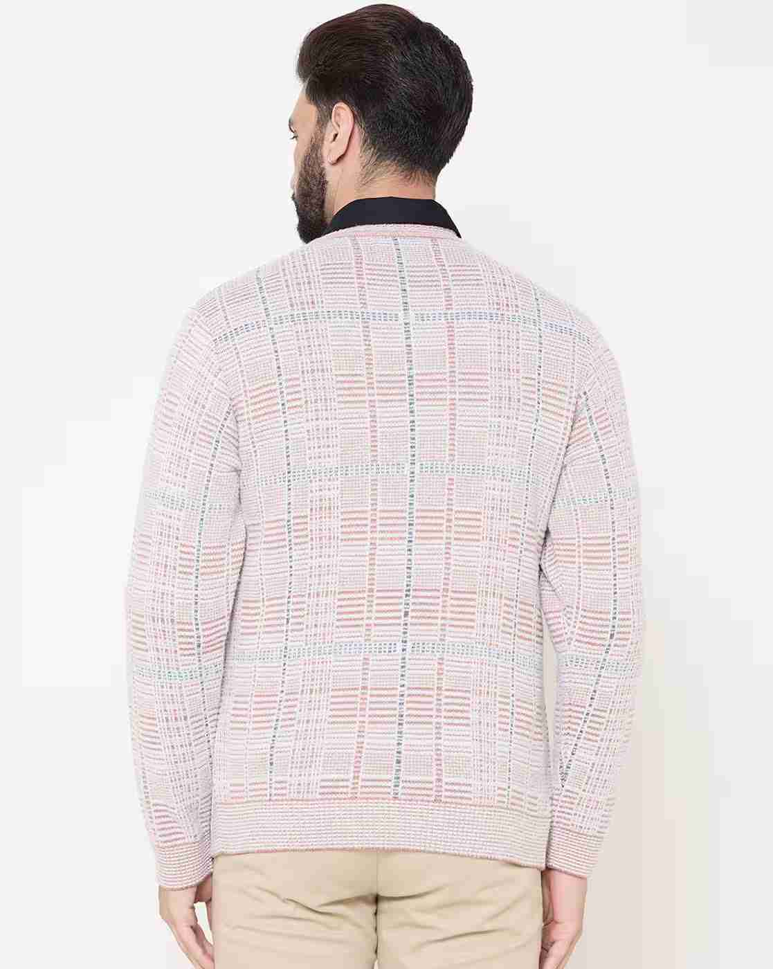 DUKE | Men Checked Regular Fit V-Neck Sweater|3
