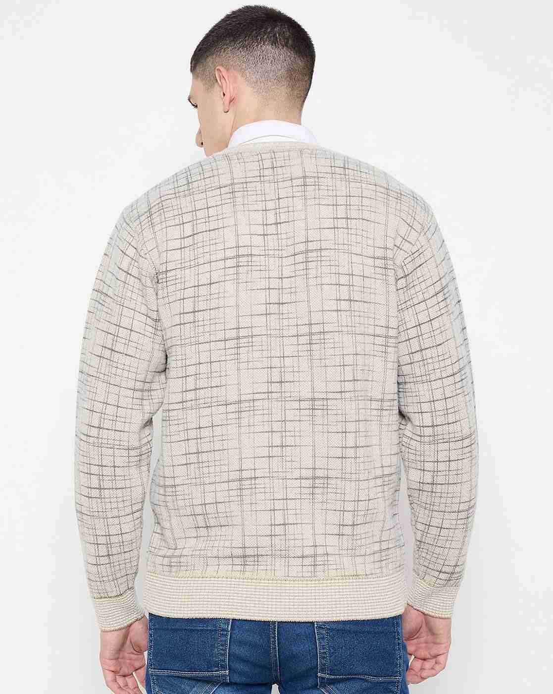 DUKE | Men Checked Regular Fit V-Neck Sweater|3