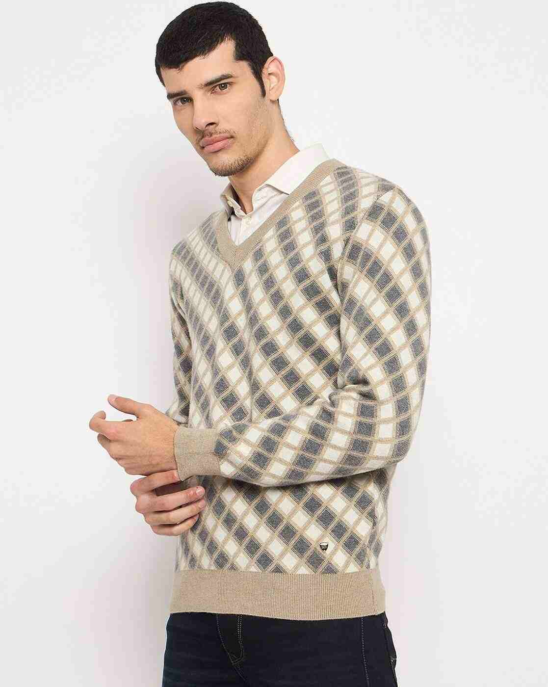 DUKE | Men Checked Regular Fit Pullover|1