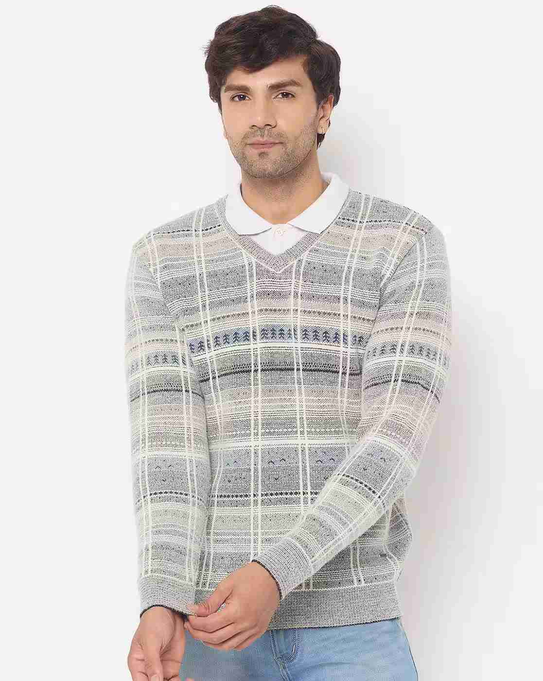 DUKE | Men Striped Regular Fit V-Neck Sweater|0