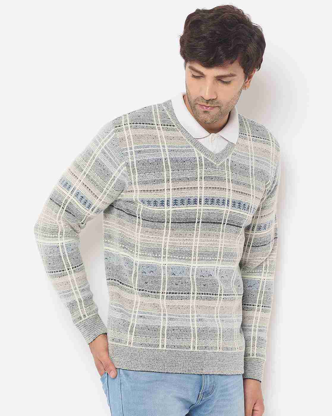 DUKE | Men Striped Regular Fit V-Neck Sweater|2