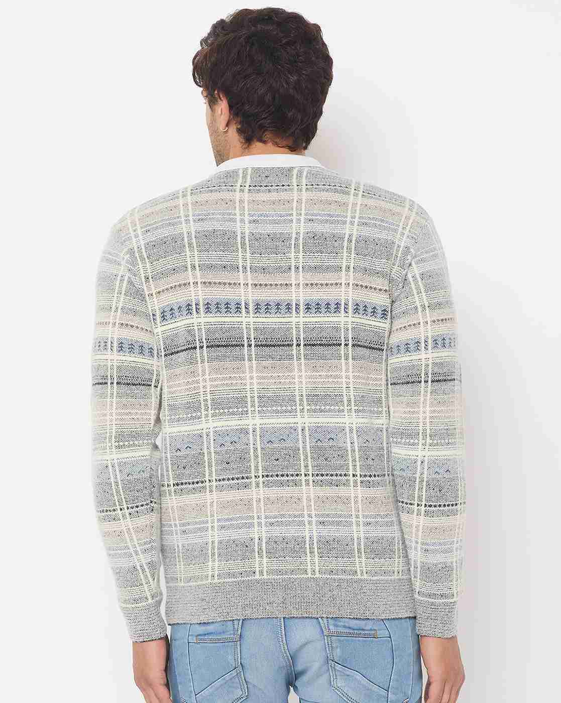 DUKE | Men Striped Regular Fit V-Neck Sweater|3