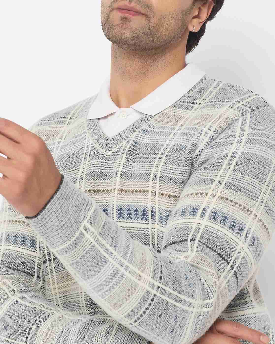 DUKE | Men Striped Regular Fit V-Neck Sweater|6