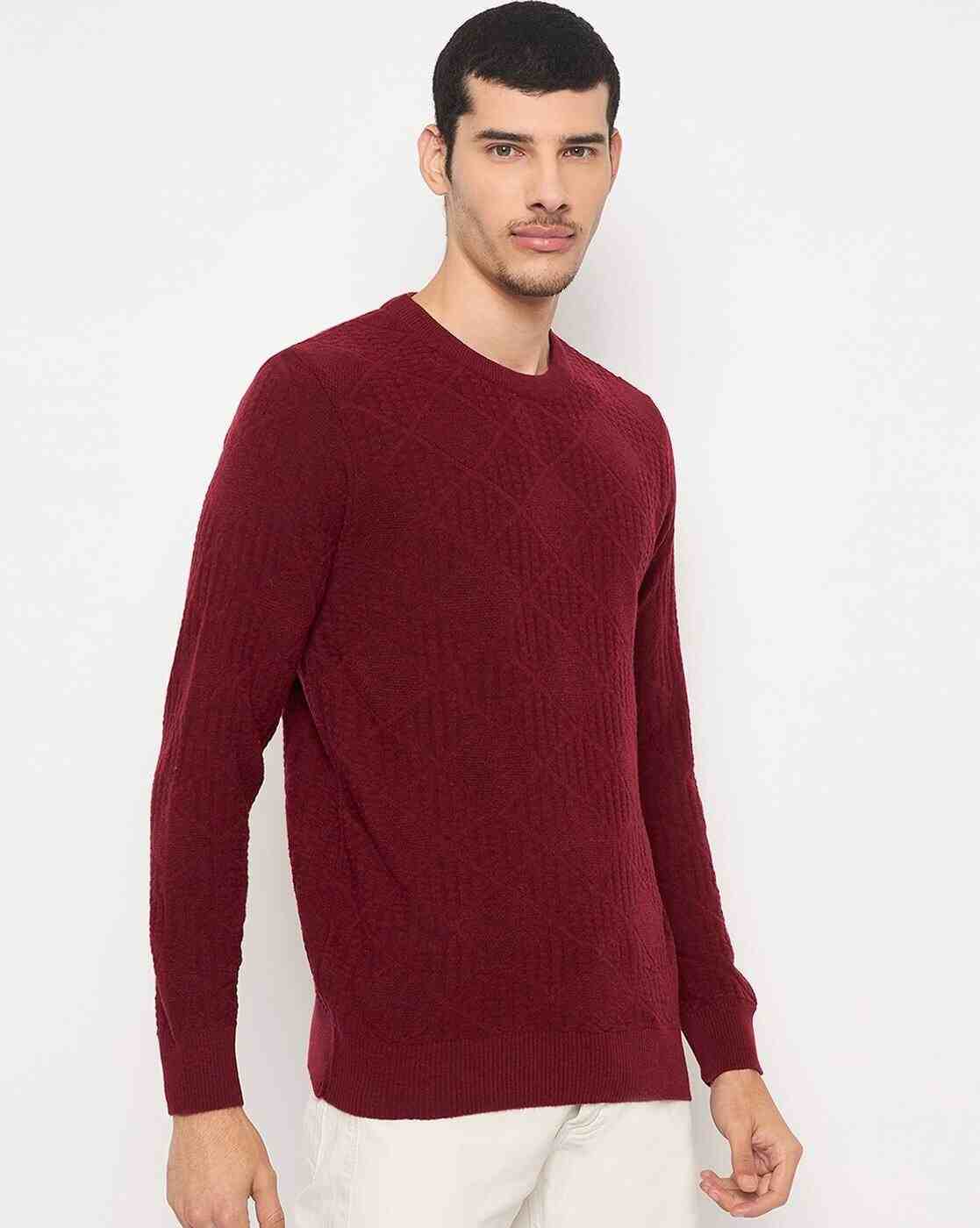 DUKE | Men Checked Regular Fit Crew-Neck Pullover|2