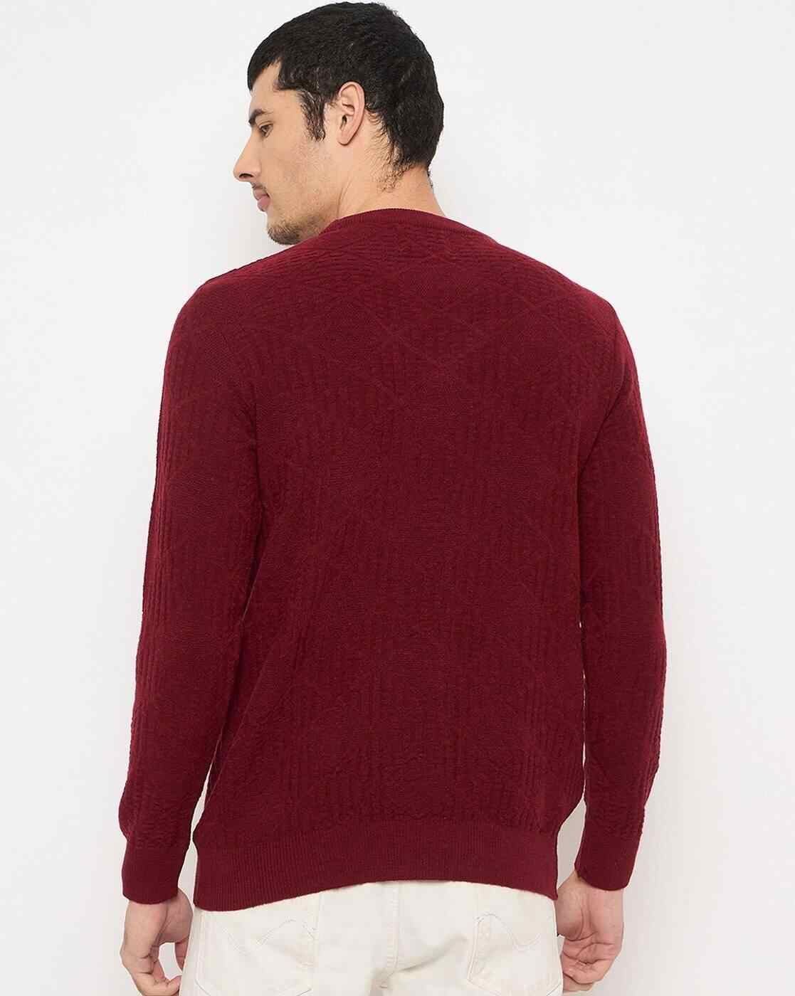 DUKE | Men Checked Regular Fit Crew-Neck Pullover|3