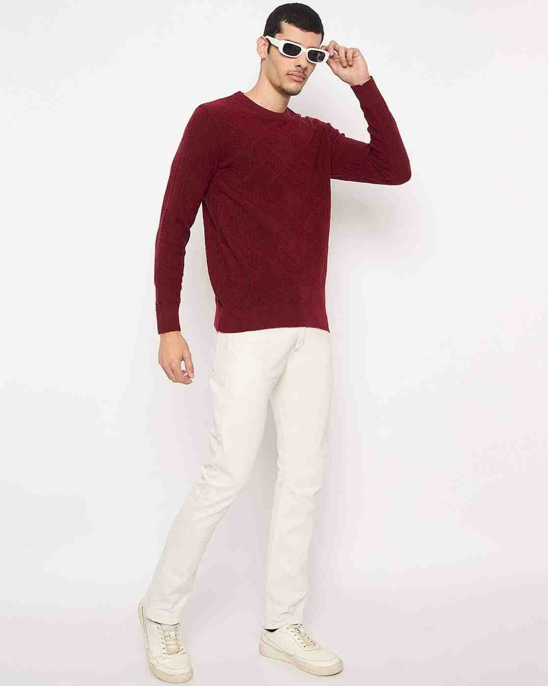 DUKE | Men Checked Regular Fit Crew-Neck Pullover|4