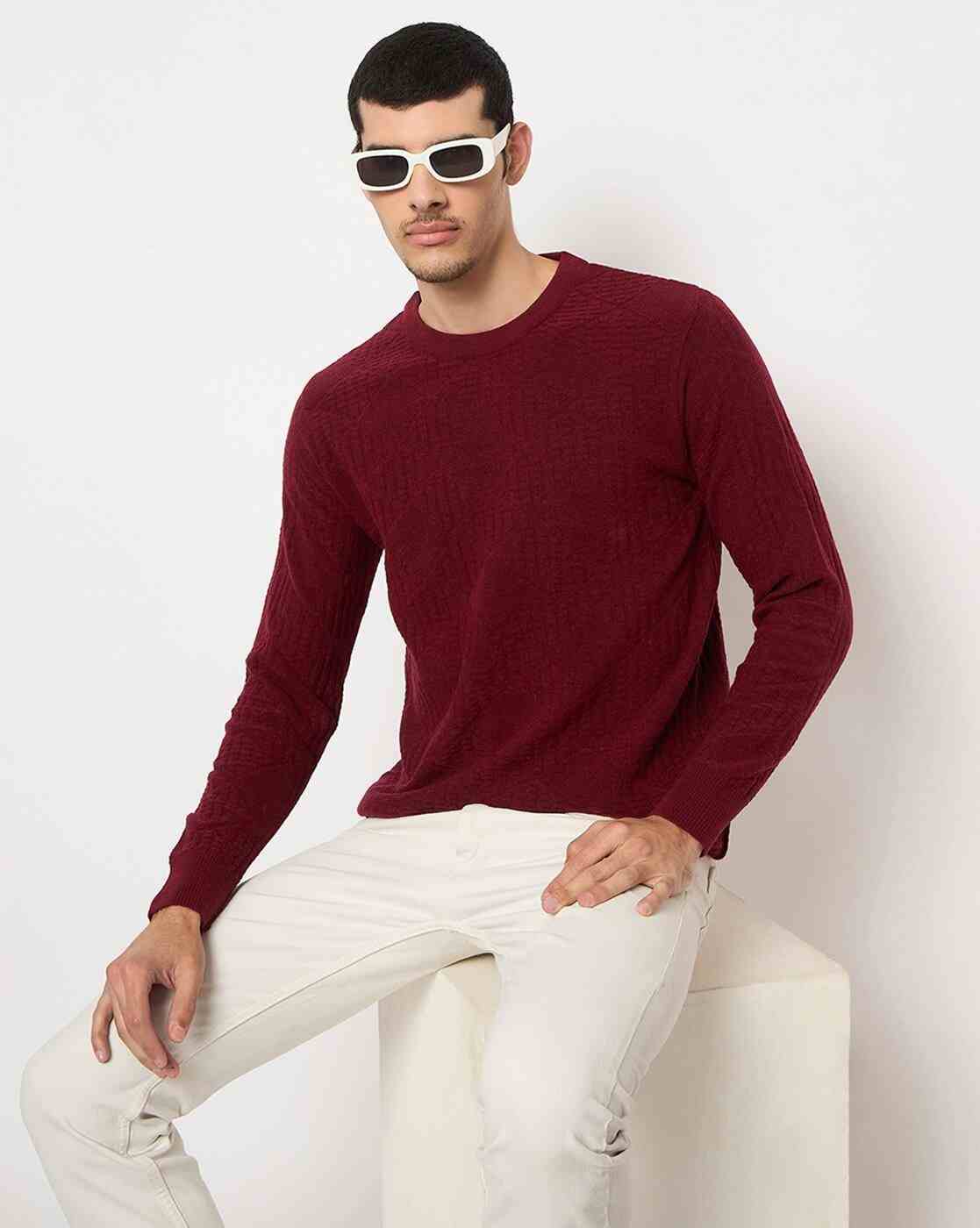 DUKE | Men Checked Regular Fit Crew-Neck Pullover|5