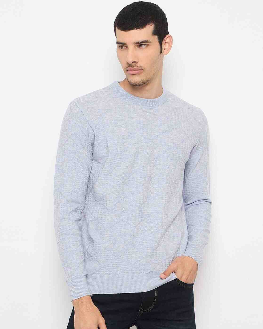 Men Checked Regular Fit Crew-Neck Pullover