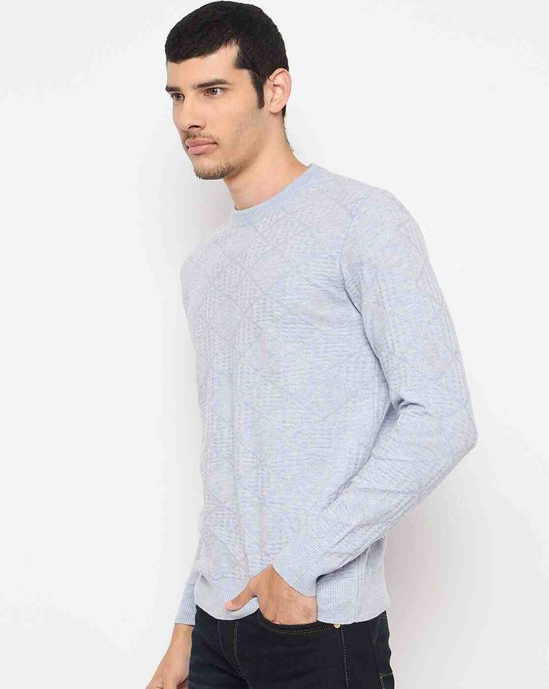 DUKE | Men Checked Regular Fit Crew-Neck Pullover|1