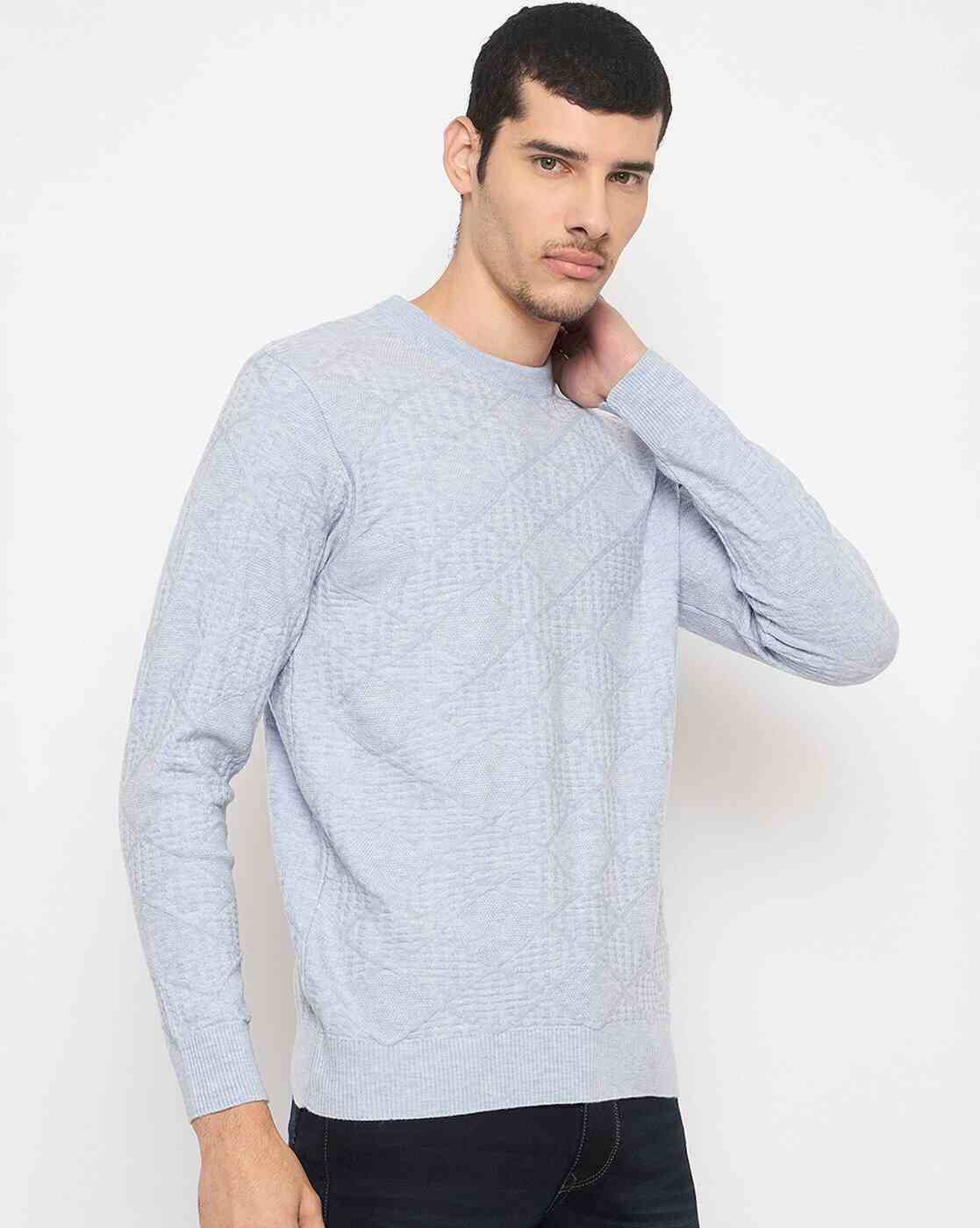 DUKE | Men Checked Regular Fit Crew-Neck Pullover|2