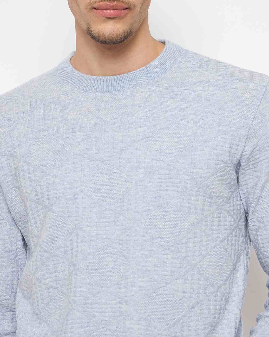 DUKE | Men Checked Regular Fit Crew-Neck Pullover|6