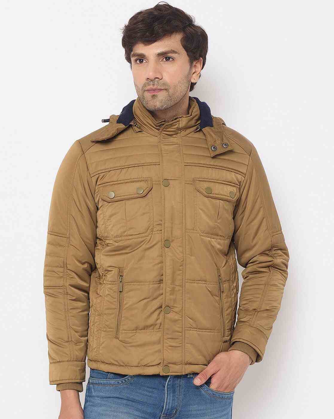 Men Regular Fit Zip-Front Hooded Jacket