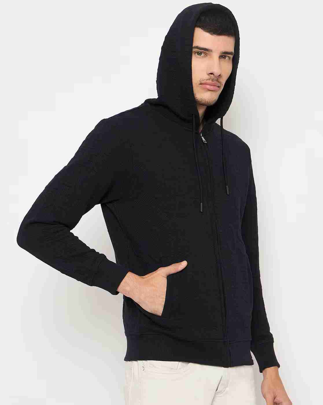 DUKE | Men Typographic Print Slim Fit Zip-Front Hoodie|2