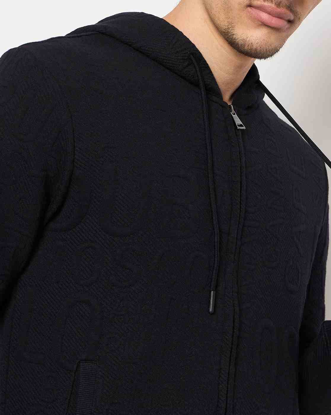 DUKE | Men Typographic Print Slim Fit Zip-Front Hoodie|6