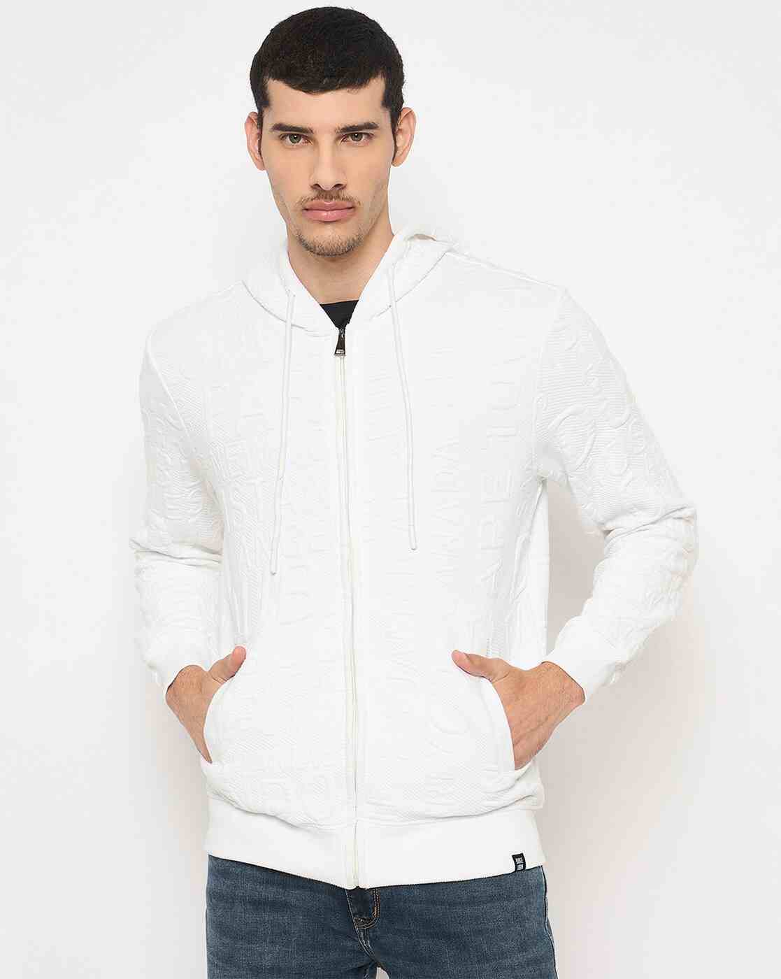 DUKE | Men Typographic Print Slim Fit Zip-Front Hoodie|0