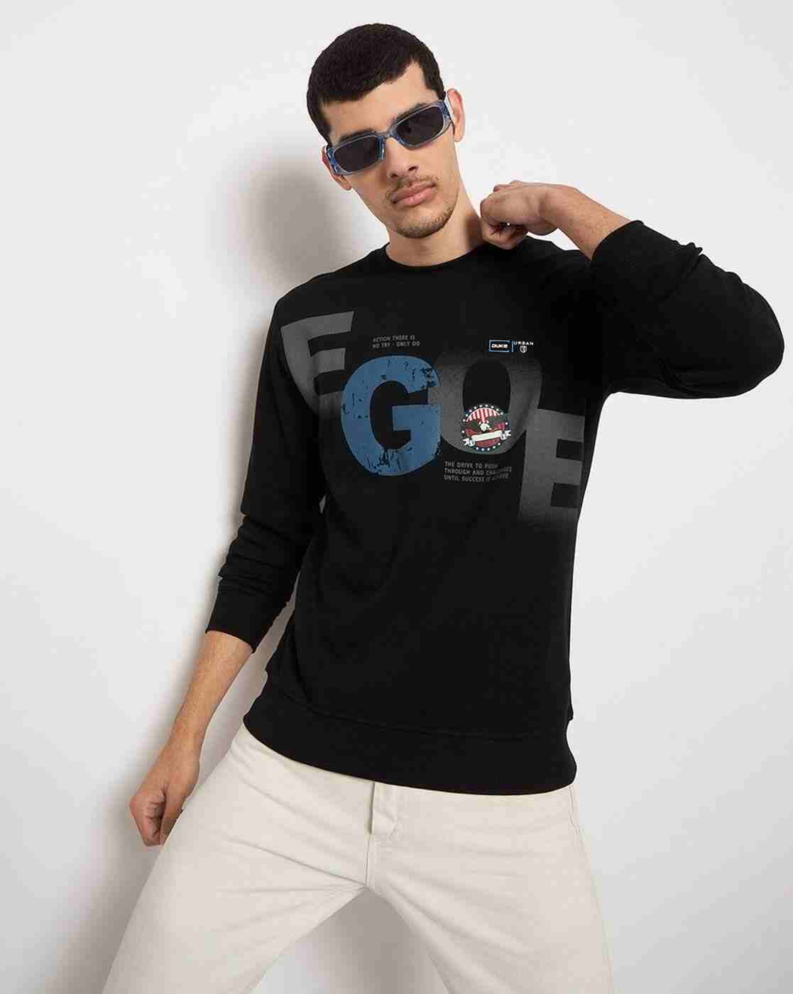 DUKE | Men Typographic Print Regular Fit Crew-Neck Sweatshirt|4