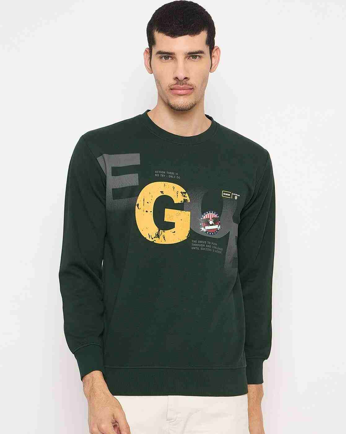 Men Typographic Print Regular Fit Crew-Neck Sweatshirt