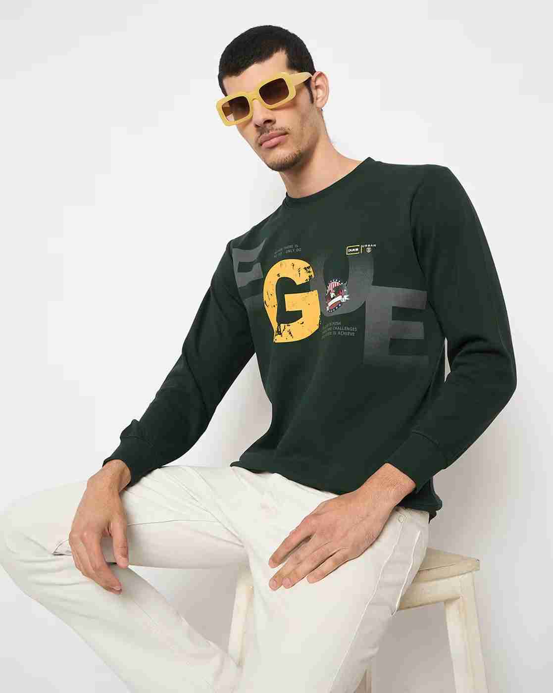 DUKE | Men Typographic Print Regular Fit Crew-Neck Sweatshirt|4
