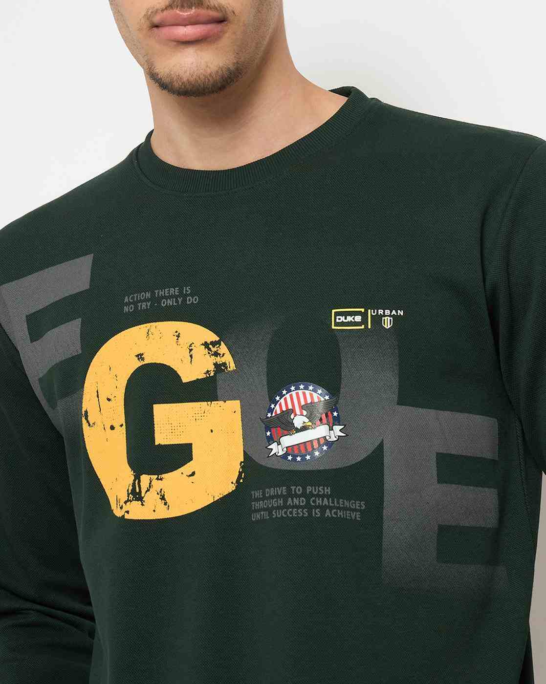 DUKE | Men Typographic Print Regular Fit Crew-Neck Sweatshirt|6
