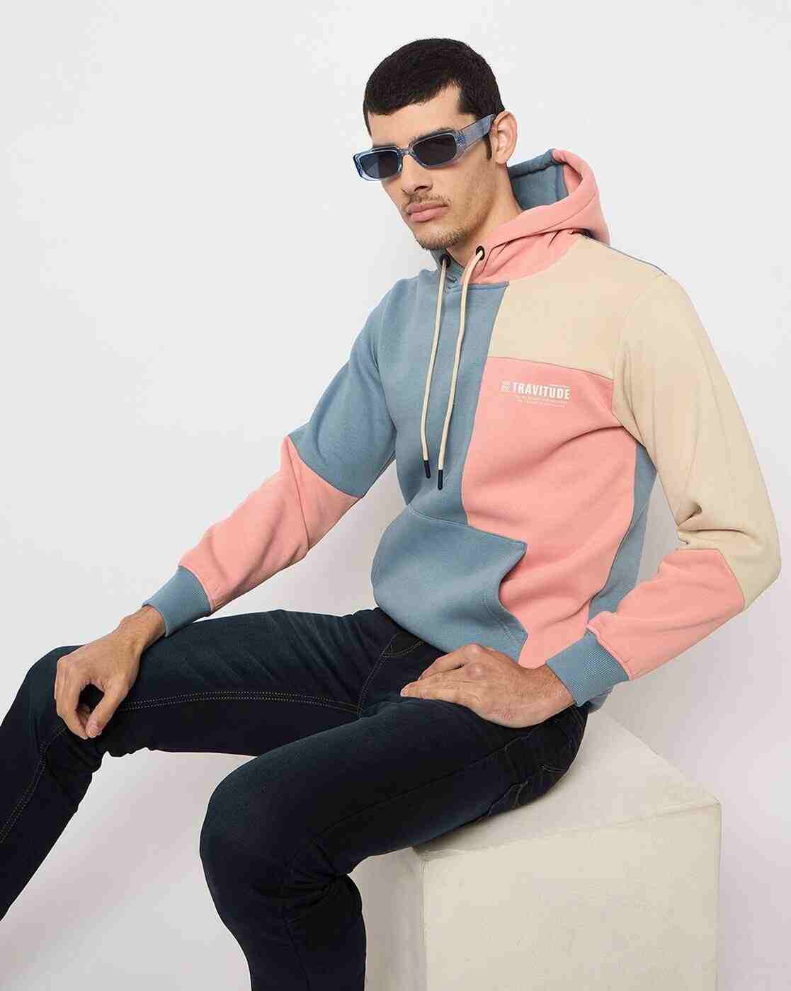 DUKE | Men Colourblock Regular Fit Hoodie with Kangaroo Pocket|4