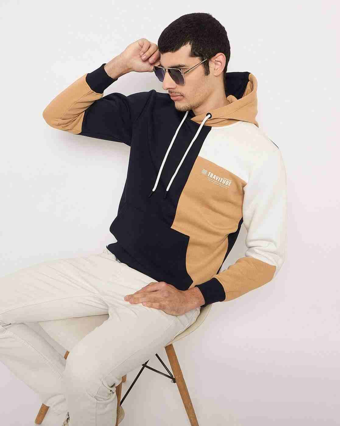 DUKE | Men Colourblock Regular Fit Hoodie with Kangaroo Pocket|4