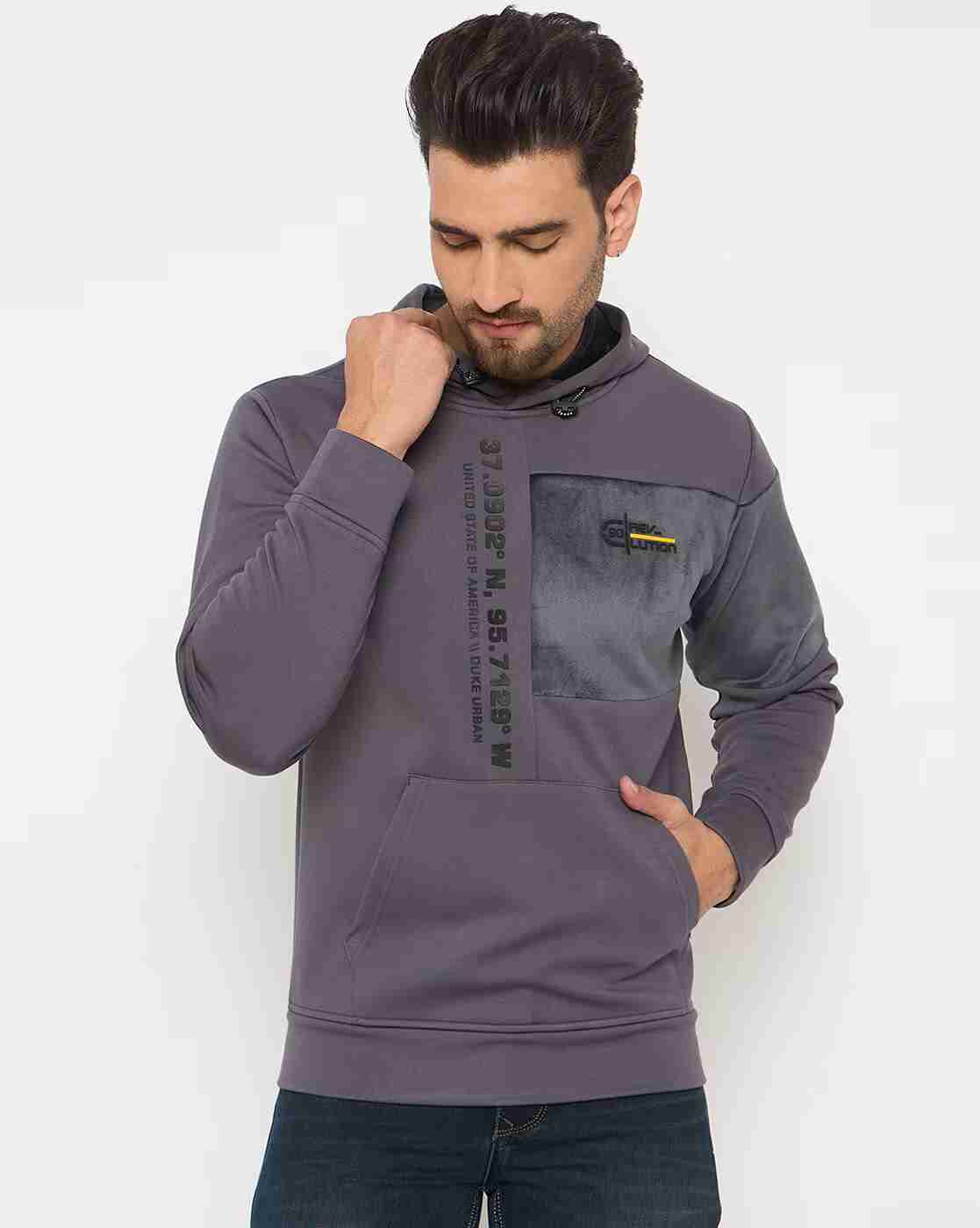 Men Typographic Print Regular Fit Hoodie
