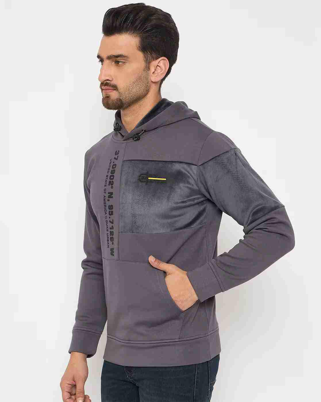 DUKE | Men Typographic Print Regular Fit Hoodie|1